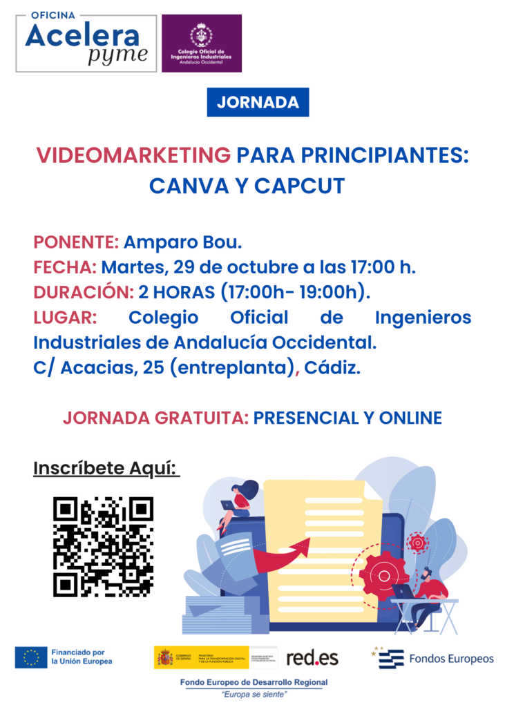 Formación gratuita en videomarketing para principiantes, Canva y CapCut con Acelera Pyme en Cádiz